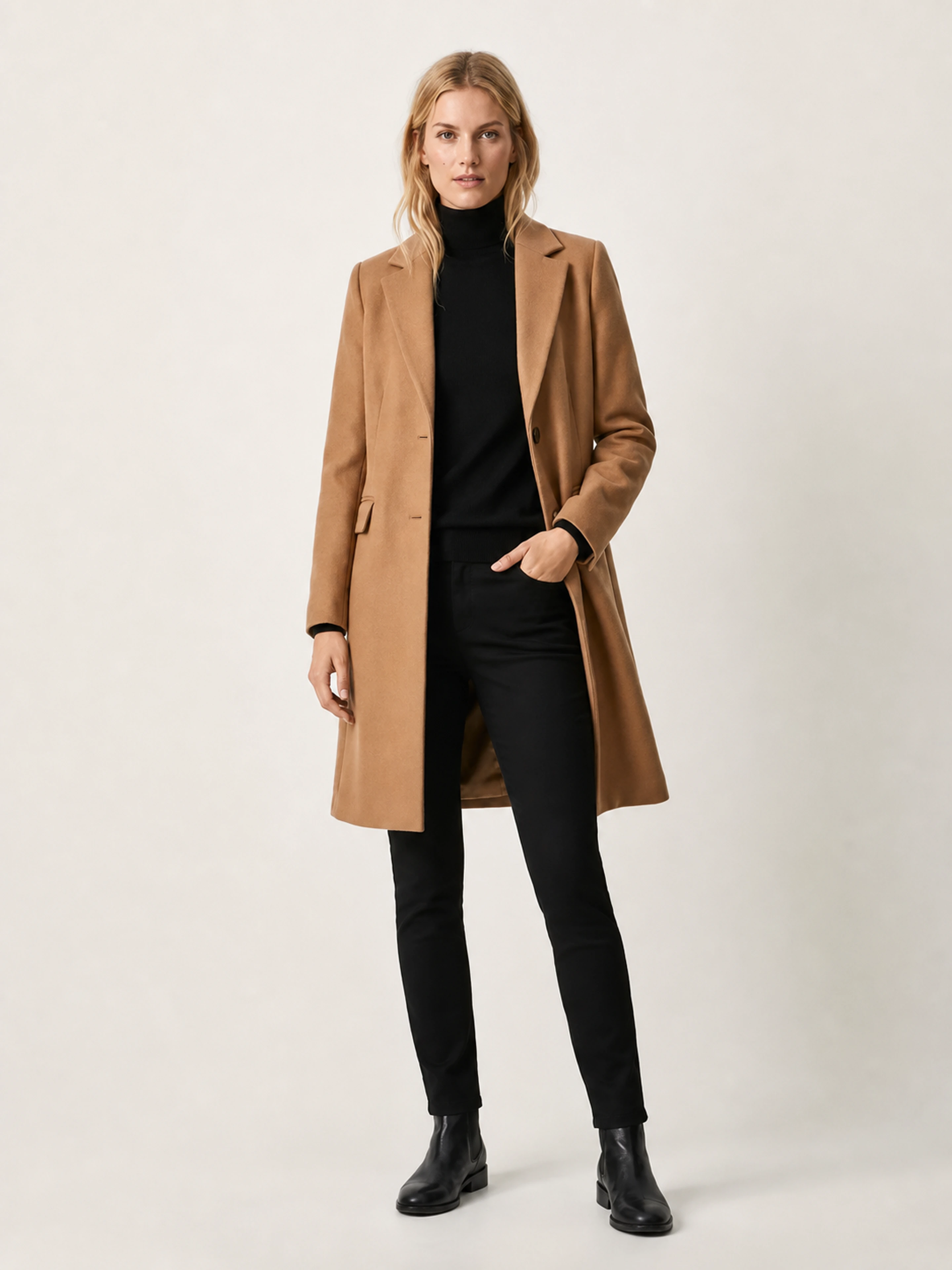 The shop's own model in the same coat